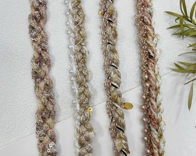 Sequins Beaded Trim, Sewing Embellishment, Sold by 1 Yard