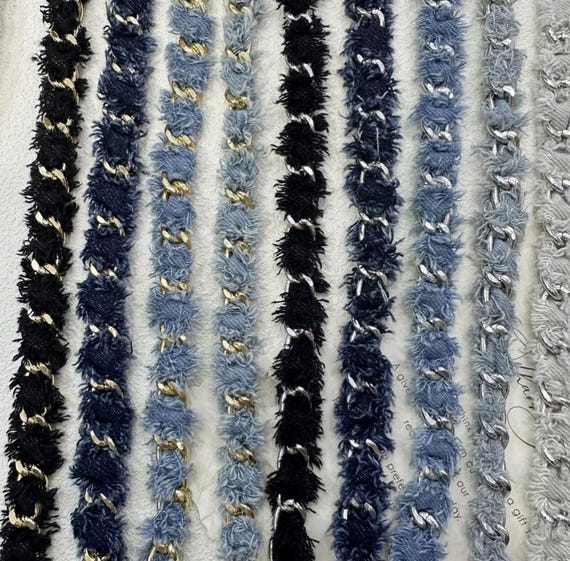 Denim chain Ribbon trim, decor trimming for costume design sewing trim headwear dress coat cuff collar bag home deco Sold by 1 yard
