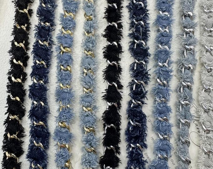 Denim Chain Lace Trim, Costume Design Sewing Trim, Sold by 1 Yard