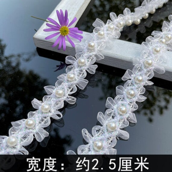 Pearl Bead Chain Lace Trim By The Yard