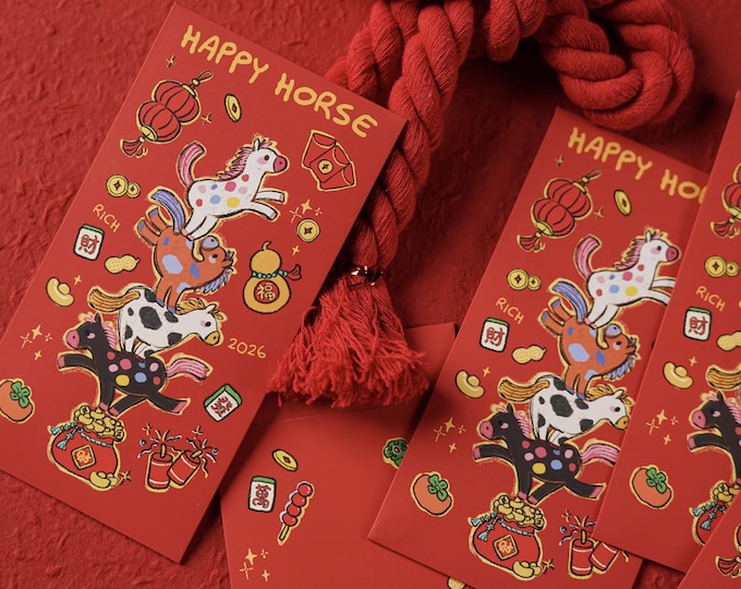 Year of the Horse 2026 Red Envelopes, Lucky Money Gift Red Packets