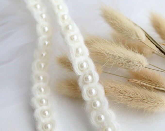 Pearl Lace Trim, Bridal Dress Embellishment, Sewing Supplies (1 Yard)