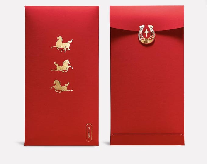 Year of the Horse 2026 Gold Foil Lucky Money Red Envelopes Packets