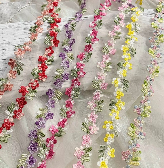 Embroidery Ribbon trim, Floral trim decor trimming for costume design sewing bridal trim dress coat cuff collar bag Sold by 1 yard