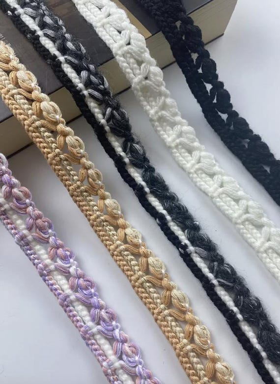 Crochet Lace trim, decor trimming for costume design sewing embellishment headwear dress coat cuff collar bag home deco Sold by 1 yard