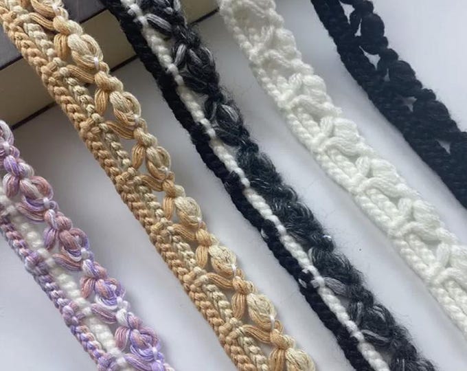 Crochet Lace Trim, Costume Design Embellishment, Sold by 1 Yard