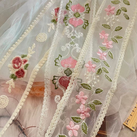Embroidery Ribbon trim, decor trimming for costume design sewing bridal trim dress coat cuff collar bag home deco Sold by 1 yard