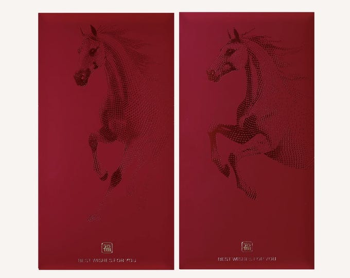 Year of the Horse 2026 Gold Foil Red Envelopes, Lucky Money Gift Red Packets
