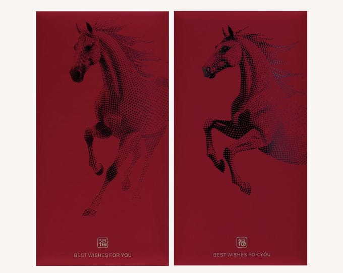 Year of the Horse 2026 Gold Foil Red Envelopes, Lucky Money Gift Red Packets