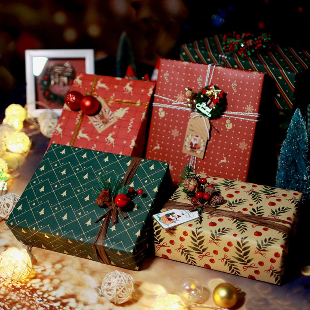GENEMA 5 Pcs Christmas Element Present Wrapping Paper Wedding Decoration  Giving Wrap 