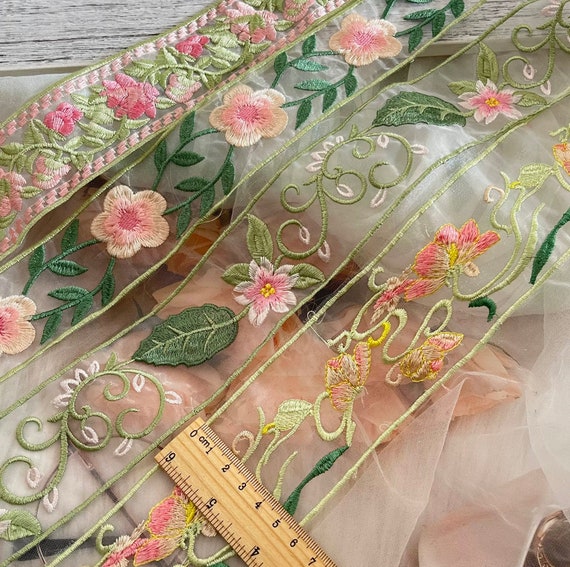 Embroidery Ribbon trim, decor trimming for costume design sewing bridal trim dress coat cuff collar bag home deco Sold by 1 yard