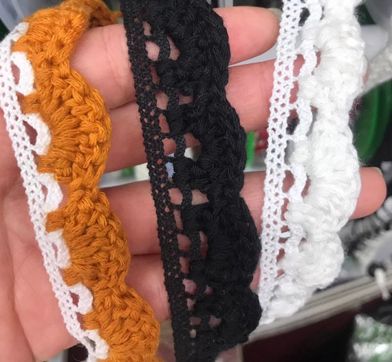 Crochet Lace trim, decor trimming for costume design sewing embellishment headwear dress coat cuff collar bag home deco Sold by 1 yard