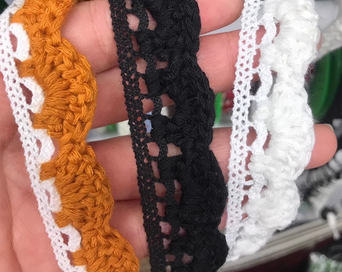 Crochet Lace Trim, Sewing Embellishment, Costume Design, Sold by 1 Yard