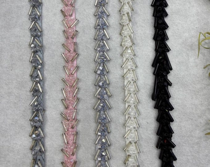 Beaded Lace Trim, Costume Design Embellishment, Sold by 1 Yard