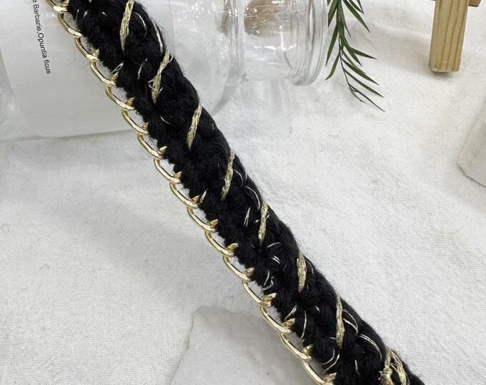 Tweed Lace Trim Chain, Costume Embellishment, Sold by 1 Yard