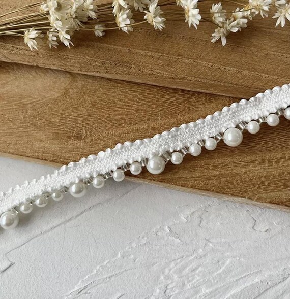 Pearlet Lace trim, decor trimming for costume design sewing embellishment headwear dress coat cuff collar bag home deco Sold by 1 yard