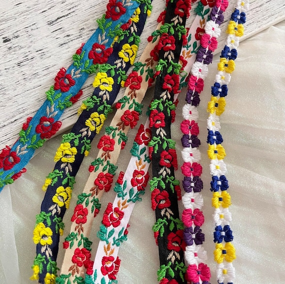 Embroidery Lace trim, Floral trim decor trimming for costume design sewing bridal trim dress coat cuff collar bag Sold by 1 yard