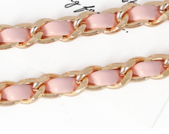 Leather & Gold Color Chain