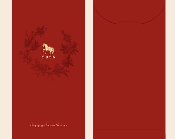 Year of the Horse 2026 Gold Foil Red Envelopes, Lucky Money Gift Red Packets