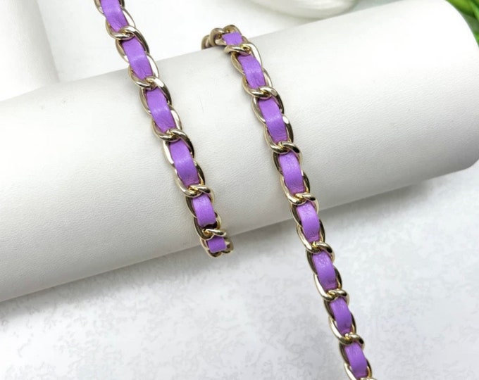 Purple Leather Woven Chain