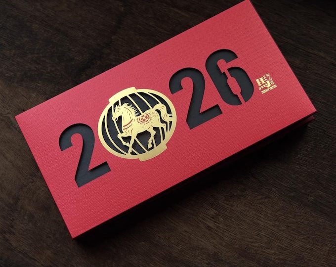 2026 Year of the Horse Red Envelopes, Hollow Cut-Out Gold Foil Lucky Money Packets