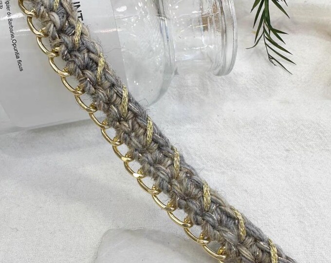 Tweed Lace Trim Chain, Costume Embellishment, Sold by 1 Yard