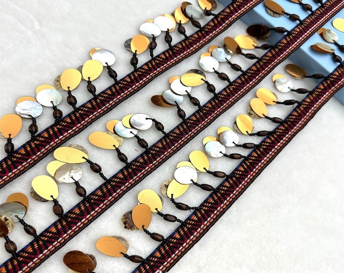 Sequin Lace Trim, Costume Sewing Embellishment, Home Decor (Sold by 1 Yard)