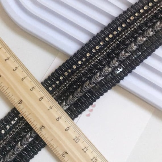 Sequins Pearls beads chains Lace trim, decor trimming for costume design sewing embellishment Sold by 1 yard