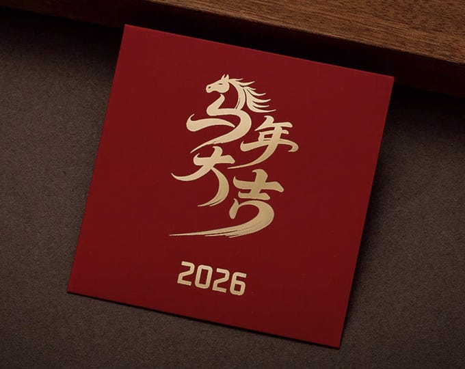 2026 Year of the Horse Red Envelopes, Gold Foil Lucky Money Packets