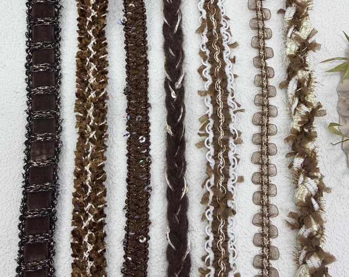Coffee Brown Trim, Couture Dress Embellishment Sold by 1 Yard