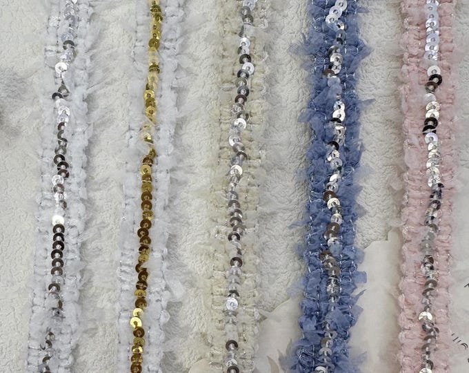 Sequin Ribbon Trim - Costume Design, Bridal Embellishment (1 Yard)