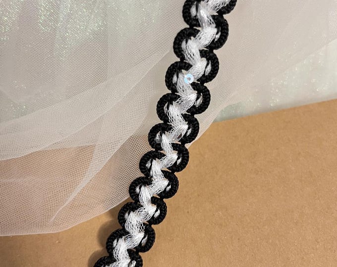 Black & White Lace Trim, Costume Sewing Embellishment, Sold by 1 Yard