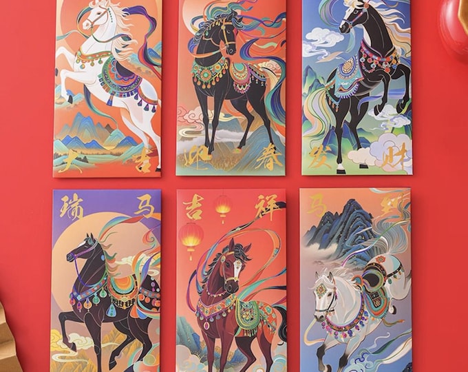 Year of the Horse 2026 Gold Foil Red Envelopes, Lucky Money Gift Red Packets