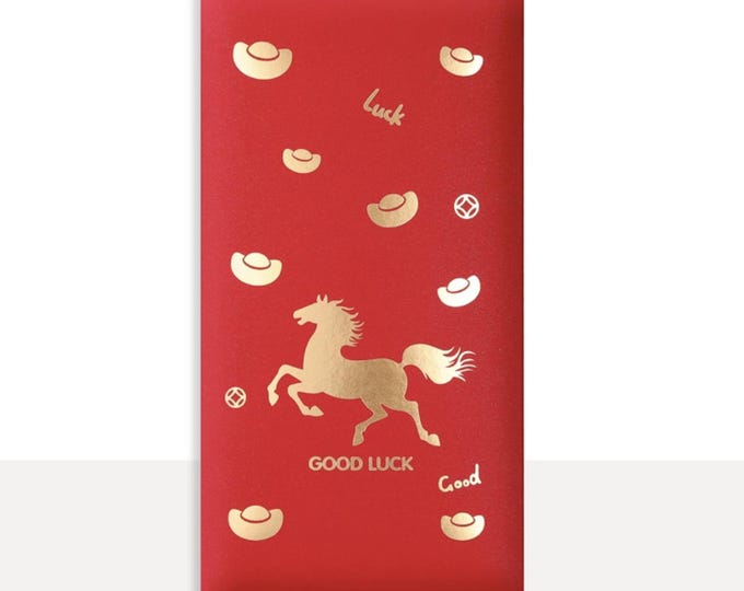 Year of the Horse 2026 Gold Foil Red Envelopes, Lucky Money Gift Red Packets