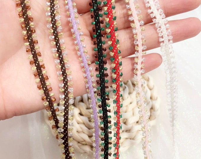 Beaded Lace Trim, Costume Design Embellishment, Sold by 1 Yard