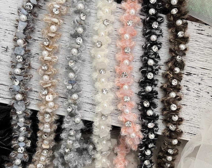 Beaded Lace Trim, Costume Design Embellishment, Sold by 1 Yard