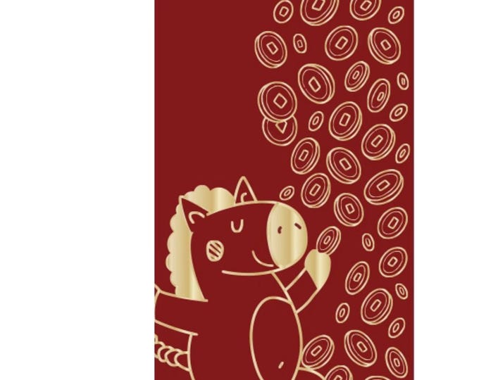2026 Year of the Horse Red Envelopes, Gold Foil Lucky Money Packets