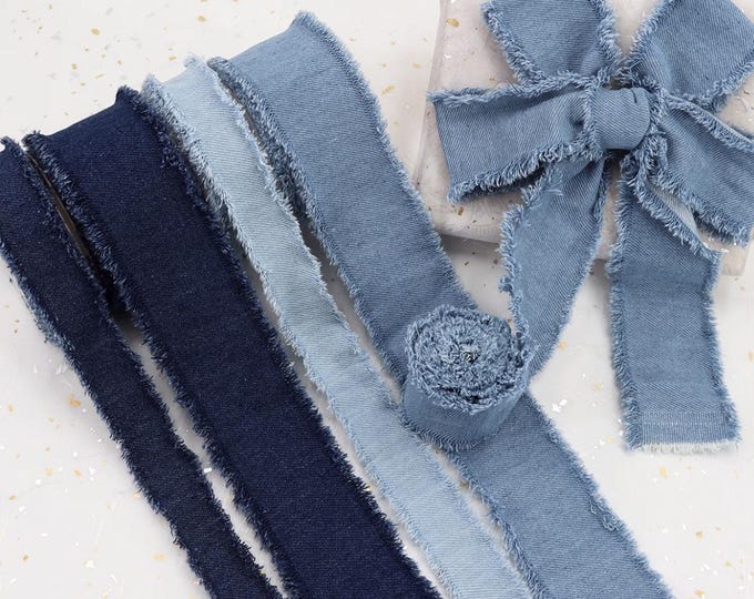Frayed Denim Ribbon Trim, Costume Design, 1.5 Yard