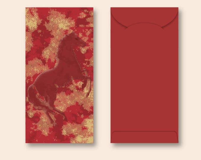 Year of the Horse 2026 Gold Foil Red Envelopes, Lucky Money Gift Red Packets