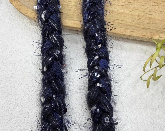 Dark Blue Lace Trim, Couture Bridal Embellishment Sold by 1 Yard