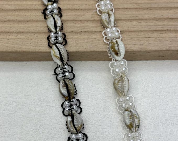 Seashell Beaded Trim, Costume Design Embellishment, Sold by 1 Yard
