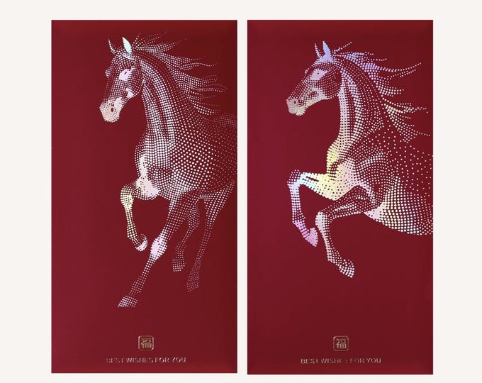 Year of the Horse 2026 Gold Foil Red Envelopes, Lucky Money Gift Red Packets