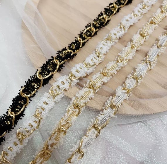Chains trim, decor trimming for costume design sewing bridal trim headwear dress coat cuff collar bag home deco Sold by 1 yard