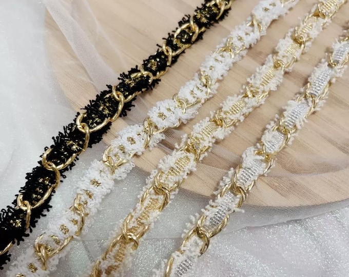 Chain Trim, Costume Design Sewing Bridal Trim, Sold by 1 Yard