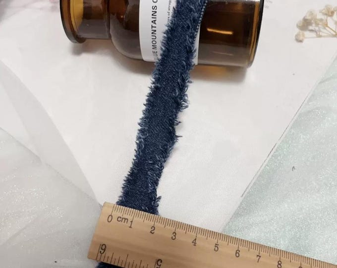 Fringed Denim Trim, Costume Design Embellishment, Sold by 1 Yard