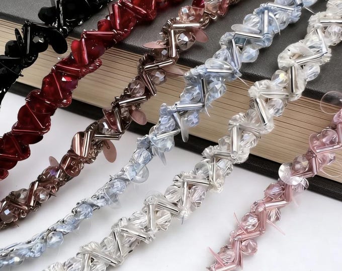 Braided Sequins Trim, Costume Design Embellishment, Sold by 1 Yard