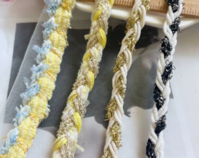 Braided Ribbon Trim, Costume Design, Bridal Headwear (Sold by 1 Yard)