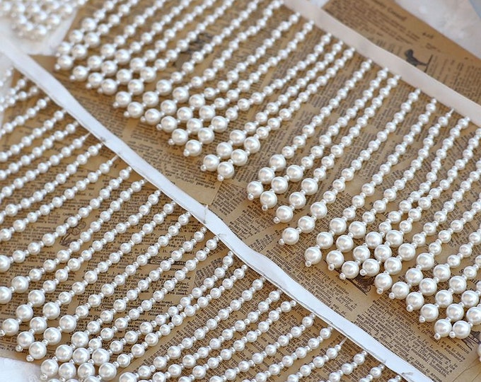 Pearl Bead Fringe Tassel Trim By The Yard