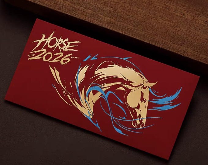 Year of the Horse 2026 Gold Foil Red Envelopes, Lucky Money Gift Red Packets