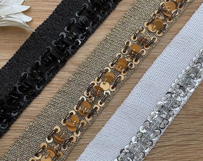 Sequin Trim, Costume Design Bridal Embellishment, Sold by 1 Yard